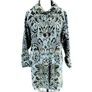 Retro Womens Artisan Made Coat Verdigris & Olive Brocade ONLY ONE S-M $275 MSRP